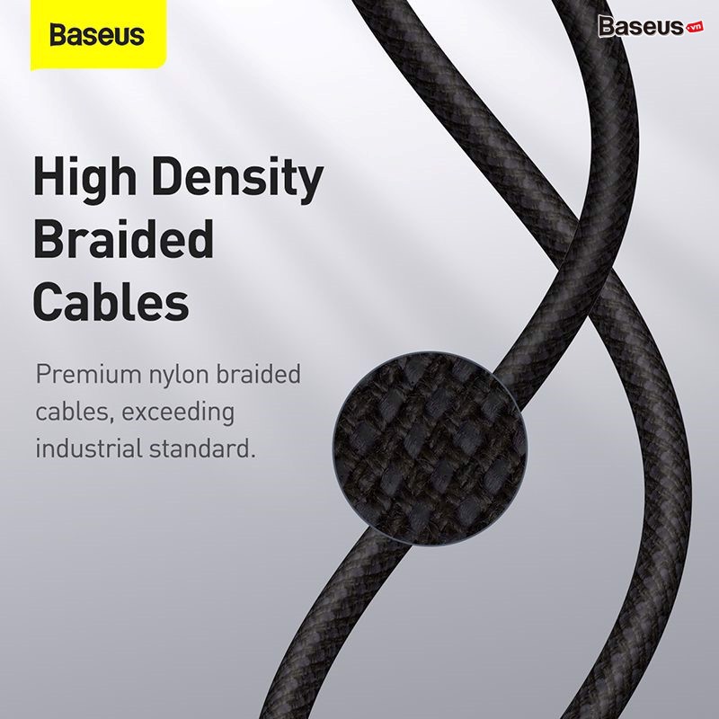 Cáp sạc nhanh siêu bền C to C Baseus High Density Braided PD 100W - Hàng chính hãng