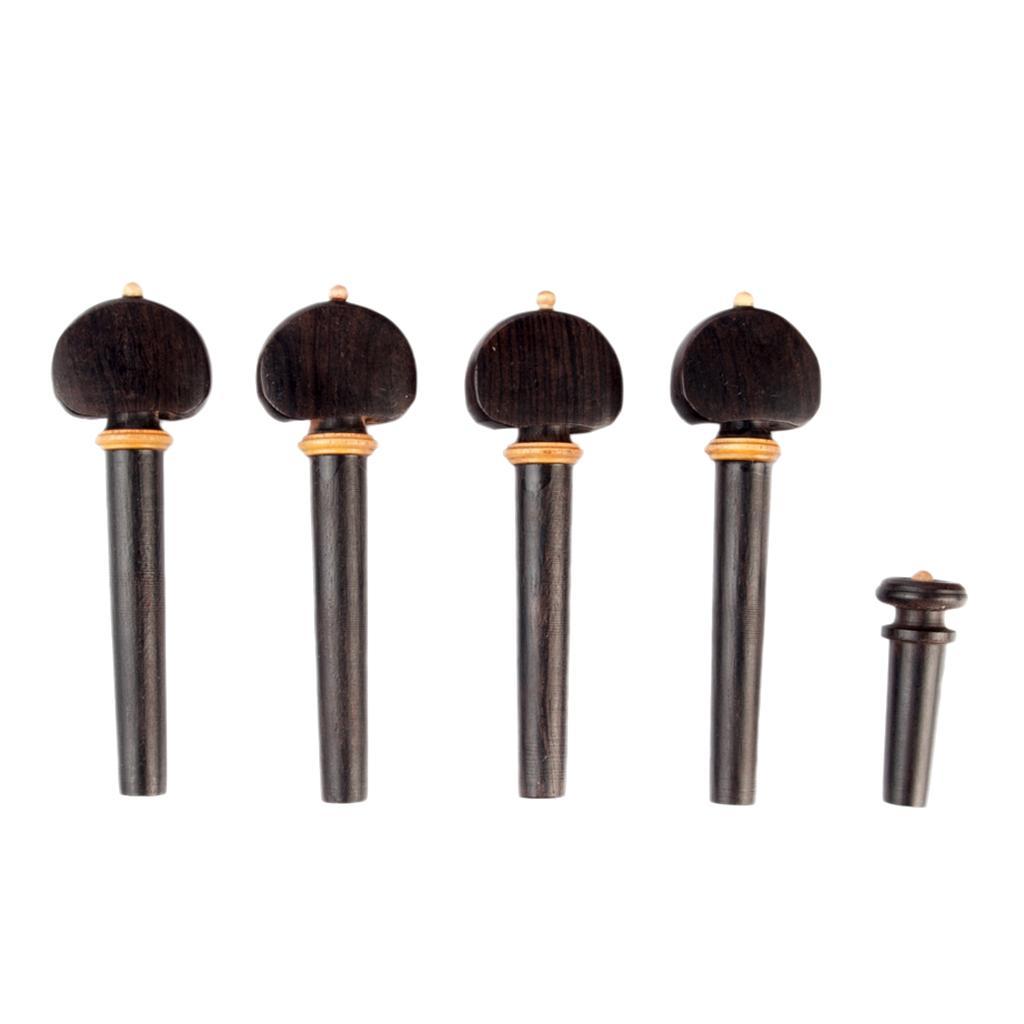 1 Set Ebony 4/4 Violin Parts with Tailpiece Tuner Tuning Peg