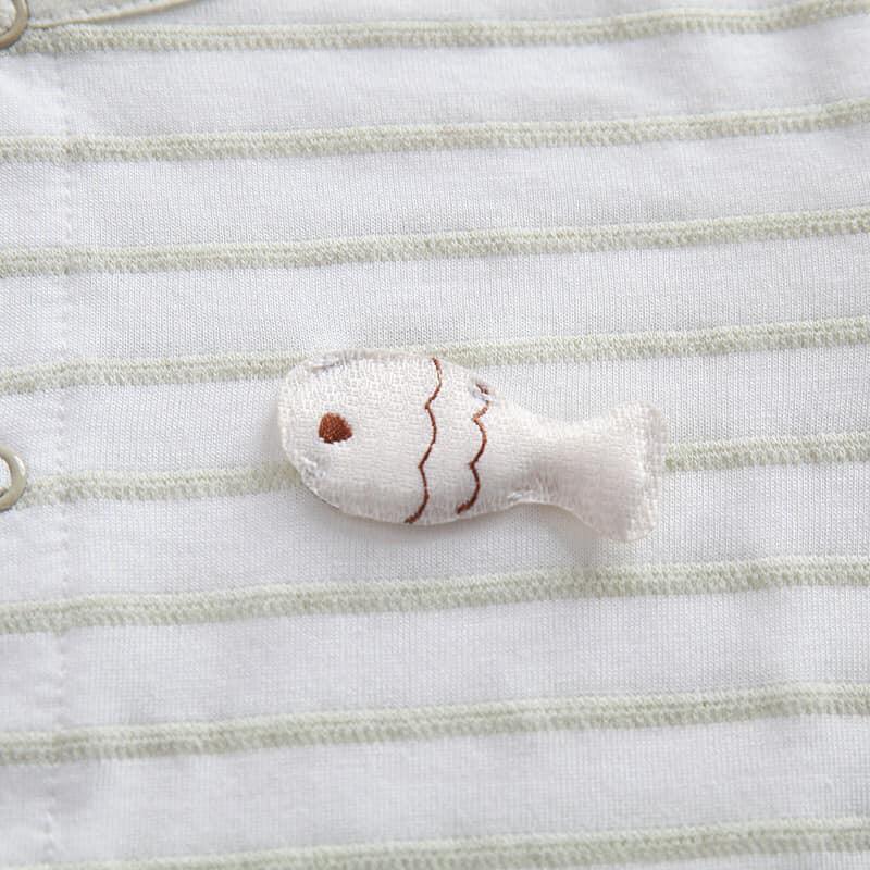 Body cotton sợi tre đính họa tiết cá cho bé 3-12M