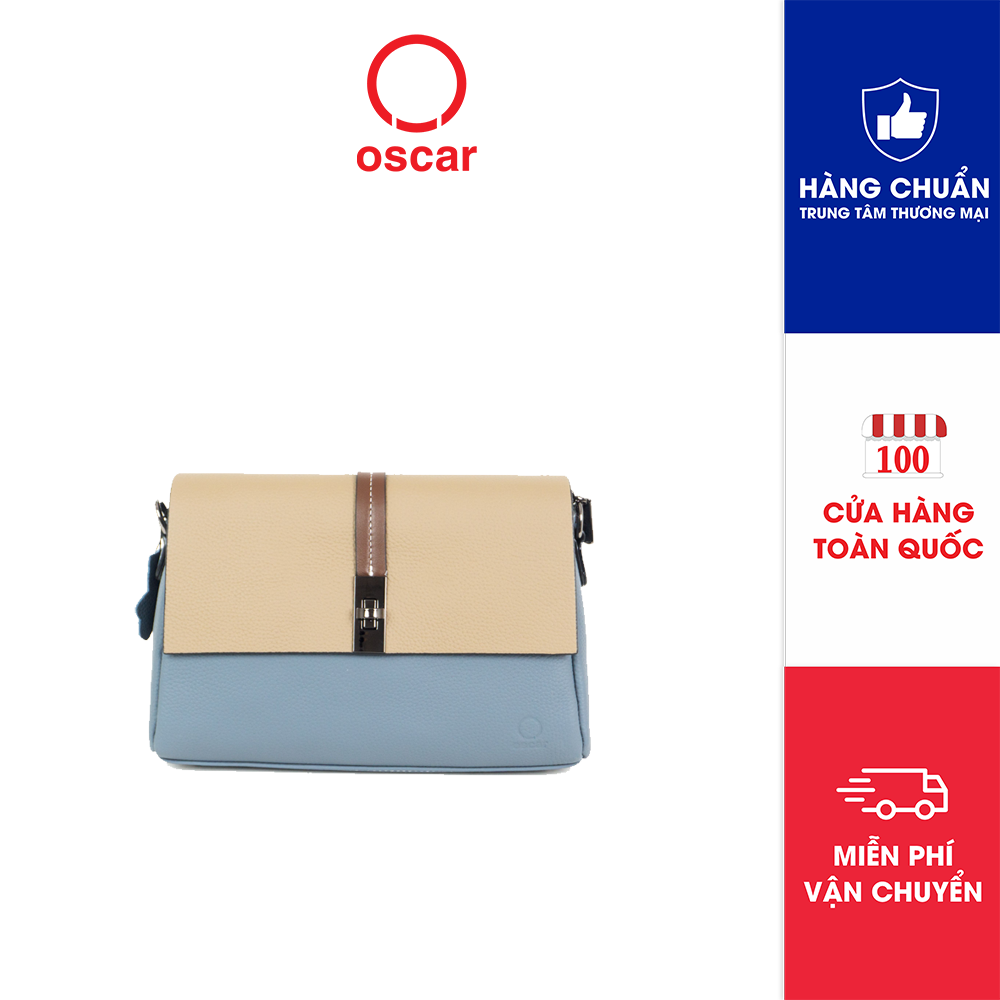 Túi Xách Oscar Nắp Gập Phối Sắc Màu Phom Hình Thang OCWHBL 094