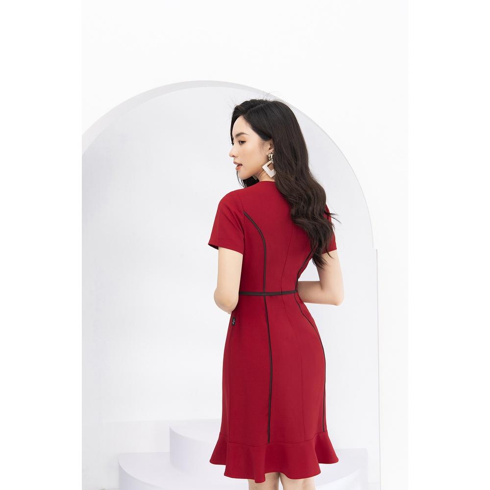 Đầm Nữ Công Sở LUPERI LFV3164 Dáng Ôm Đuôi Cá Viền Nổi Mềm Mại, Mềm, MỊn, Thoáng Mát