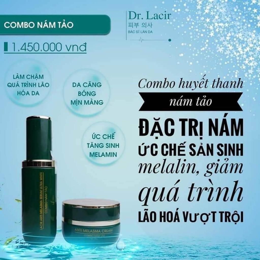 Combo gồm Kem + Serum Nám Tảo La'luxxy Dr Lacir Giúp Giảm Thâm Nám Tàn Nhang, Ức Chế Sản Sinh Melanin, Giảm Quá Trình Lão Hóa (Tặng Mặt Nạ Thủy Tinh) - KN Beauty Cosmetics