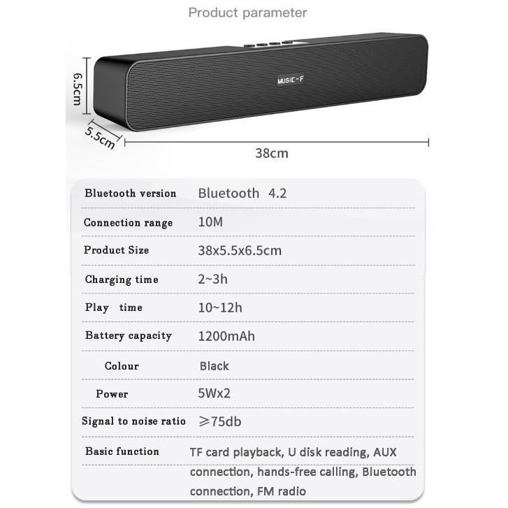 Loa thanh siêu trầm Soundbar 1200mAh 4Loa BlackMusic-F Power 10W - Home and Garden