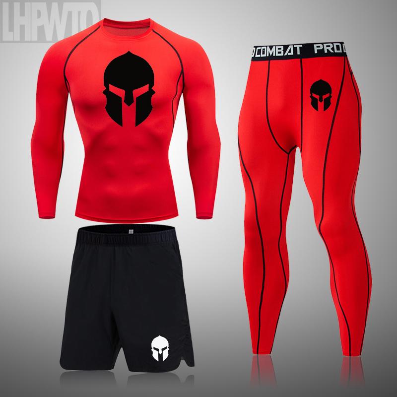 Chạy Bộ Nam Bộ Tập Gym Quần Legging Nhiệt Đồ Lót Spartan Nén Tập Thể Hình MMA Rashguard Nam Khô Nhanh Quần Theo Dõi Phù Hợp Với