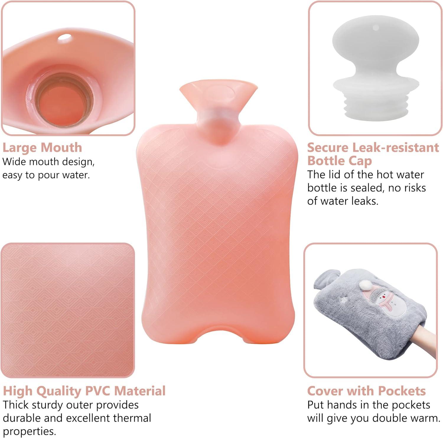 Nước nóng Chai nước nóng với nắp, chai nước nóng sang trọng 2000ml với túi tay, chai nước nóng lớn với nắp mềm và mềm cho tay, chân, cổ, vai