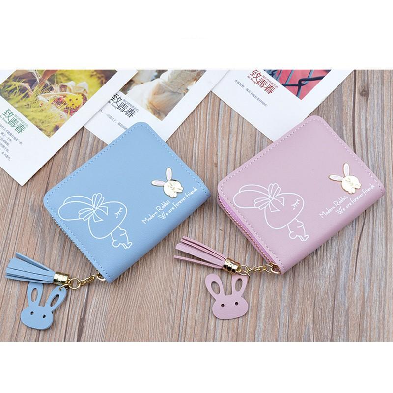 Ví Bóp Nữ Mini Hàn Quốc Da Mềm Họa Tiết Thỏ Đẹp VN15