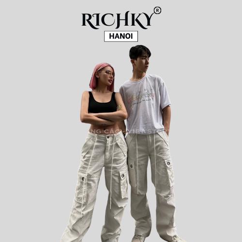 Quần Kaki Cargo Pant Túi Hộp Ống Suông Richky Hanoi Màu Trắng Q333