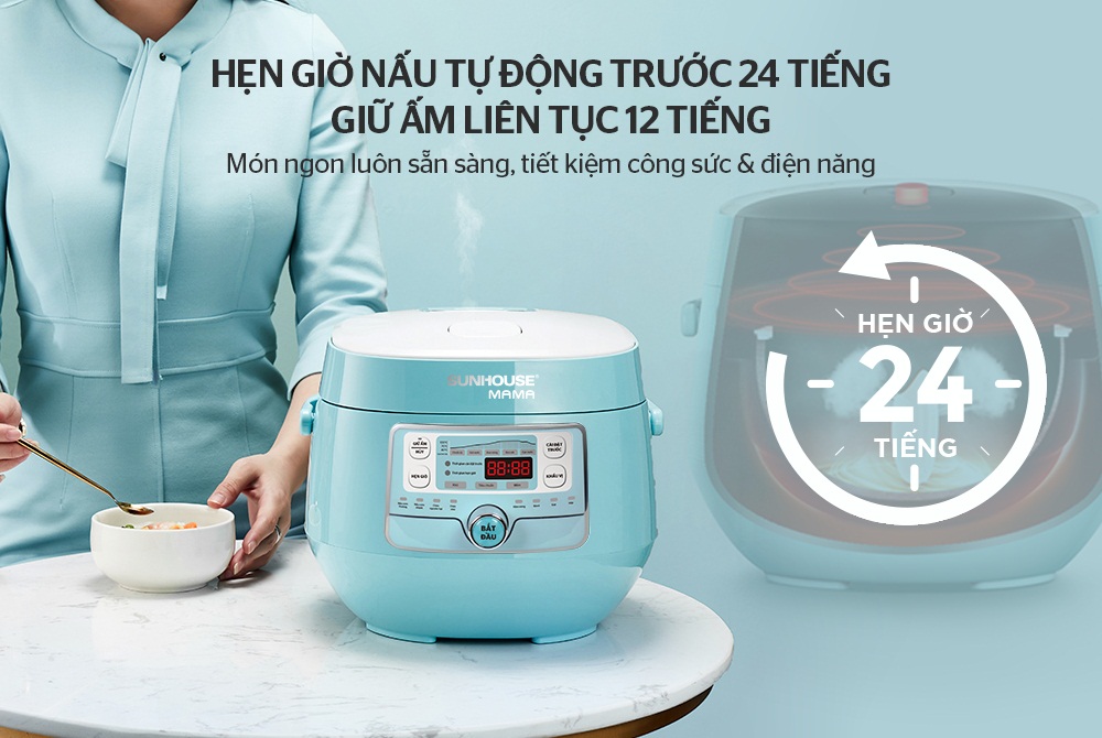 Nồi cơm điện tử 1.0L SUNHOUSE MAMA SHD8852B - Hàng chính hãng