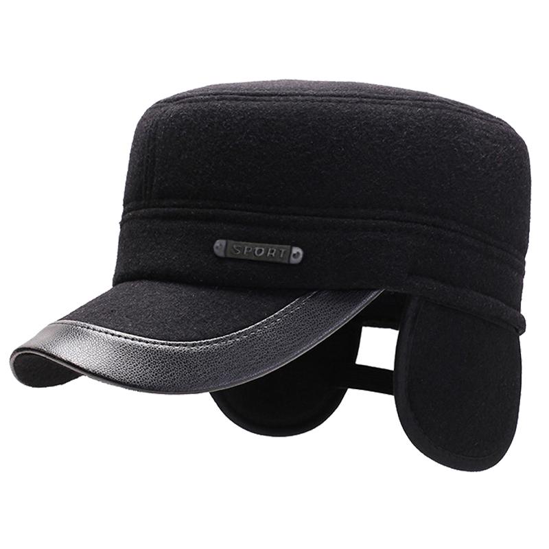 Quân đội mũ phẳng ấm áp mùa đông mũ thể thao mũ golf cho nam snapback casquette xương bố mũ Gorras Earflaps làm dày bóng chày Color: gray Size: 55-60CM