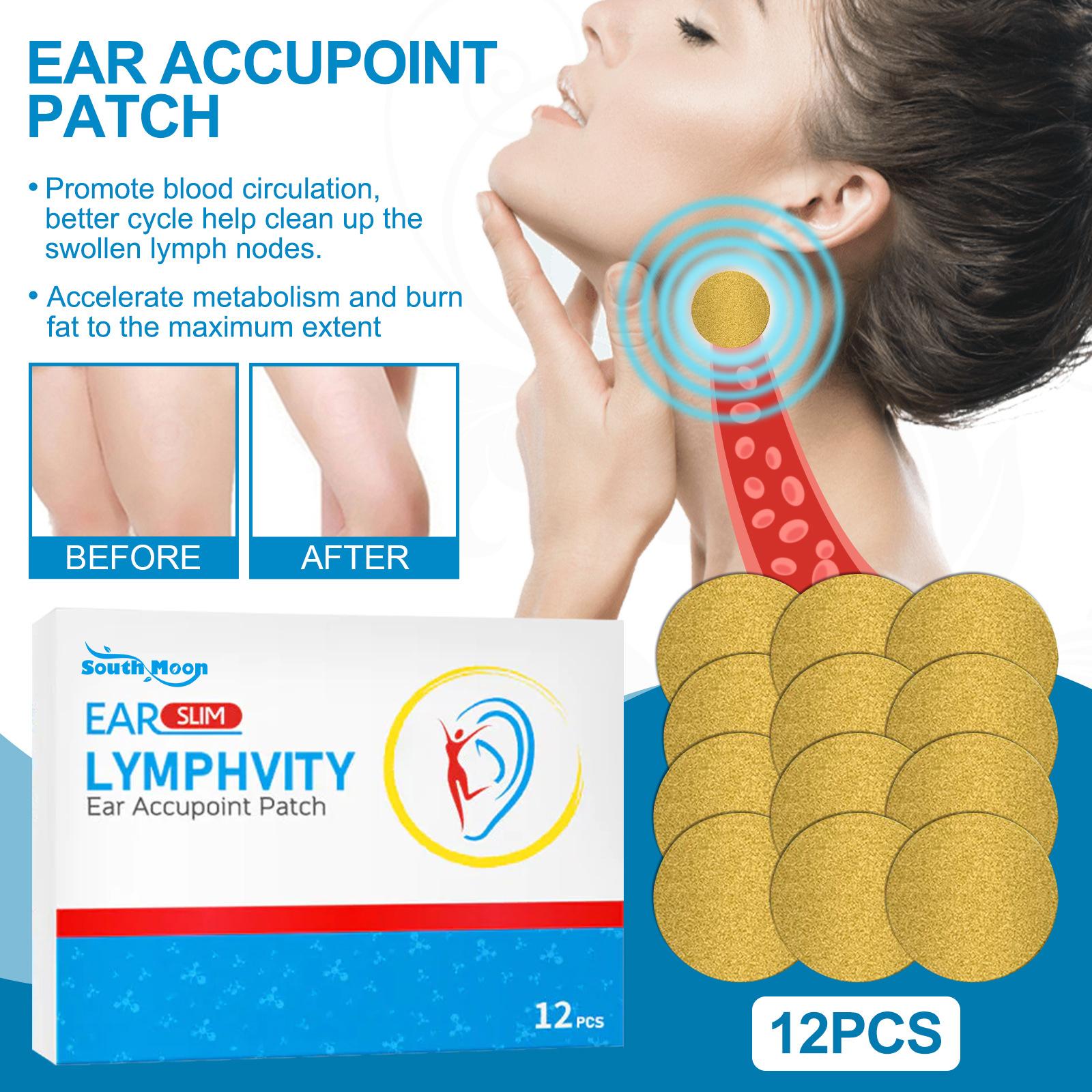 South Moon 12PCS Ear Acupuncture Point Patch Lymphatic Swelling Relief Acupuncture Patch