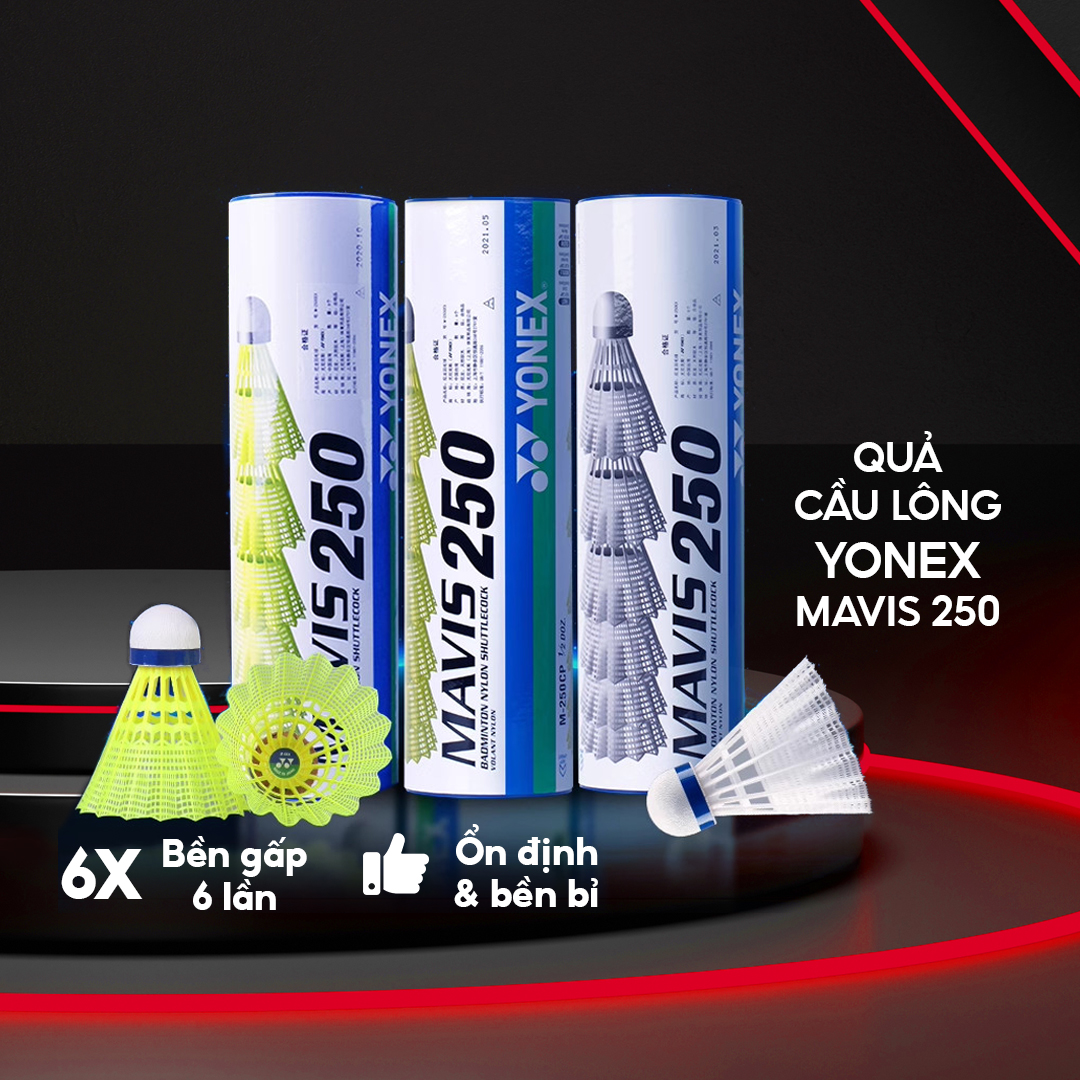 Qủa Cầu Lông Nhựa Mavis 250 Cao Cấp - 1 Ống 6 Trái