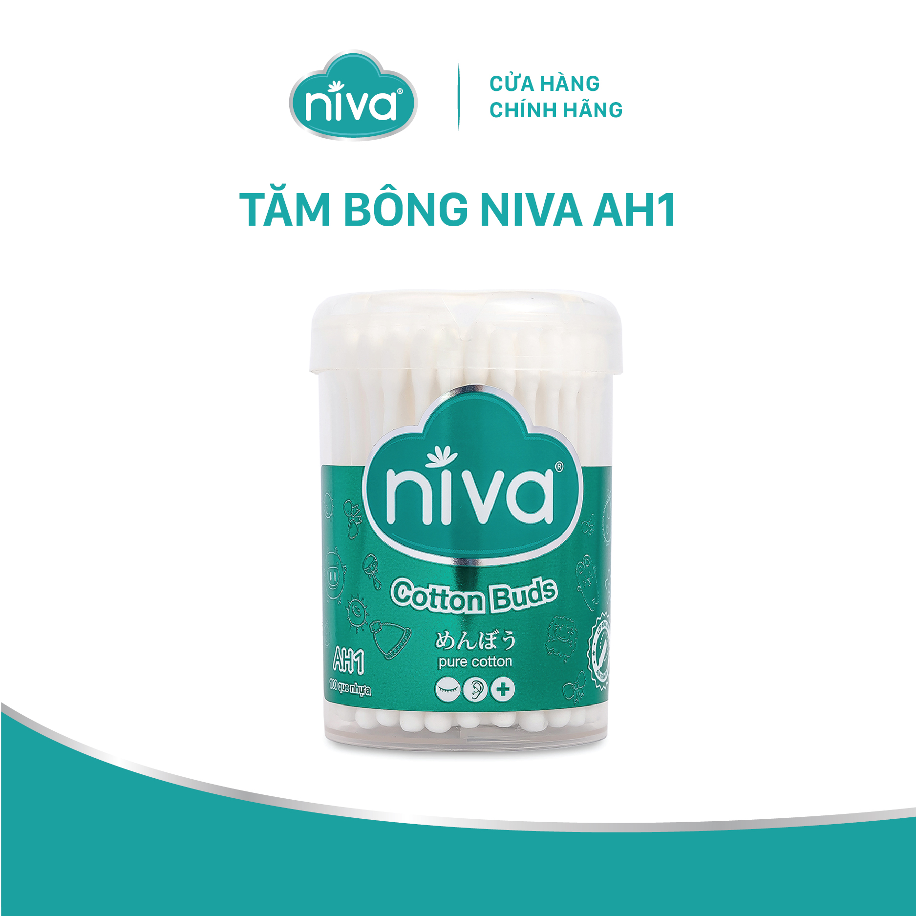 Combo 5 Tăm Bông Niva Hũ 100 Que Thân Nhựa AH1 Đa Năng Chuyên Dùng Ngoáy Tai, Vệ Sinh, Trang Điểm