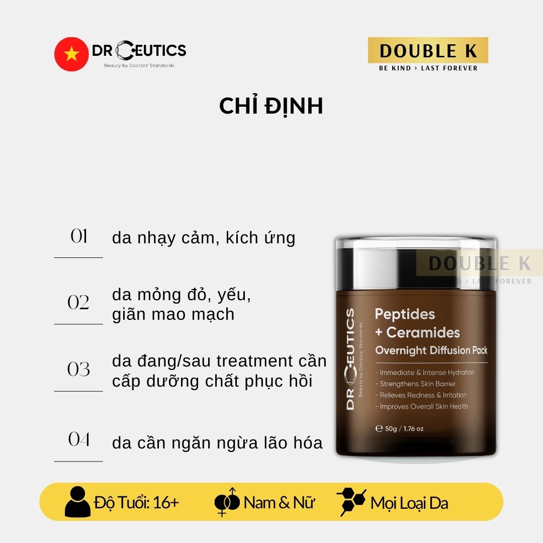 Kem Dưỡng Ban Đêm Siêu Phục Hồi Da DrCeutics Peptides + Ceramides Overnight Diffusion Pack - Double K