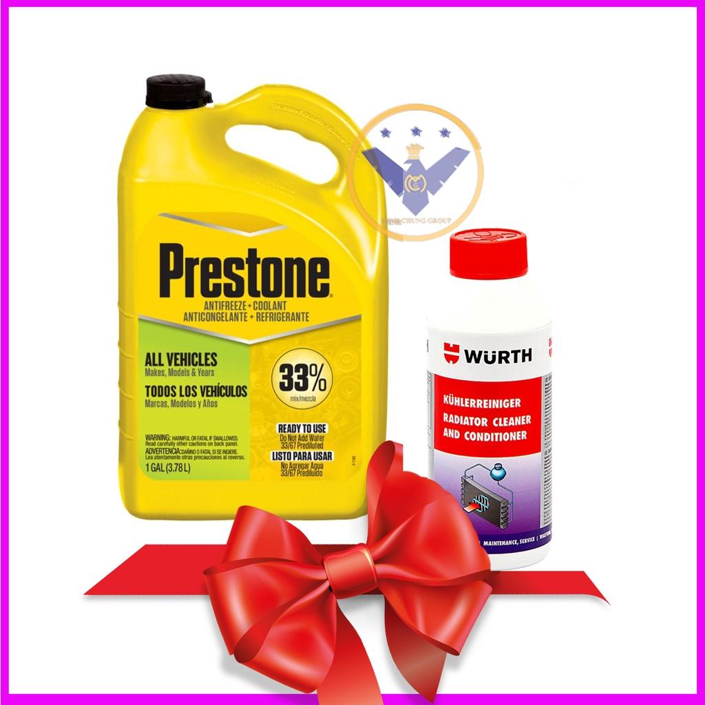 Nước làm mát động cơ ô tô Prestone can 3.78L+ Súc két nước Wurth