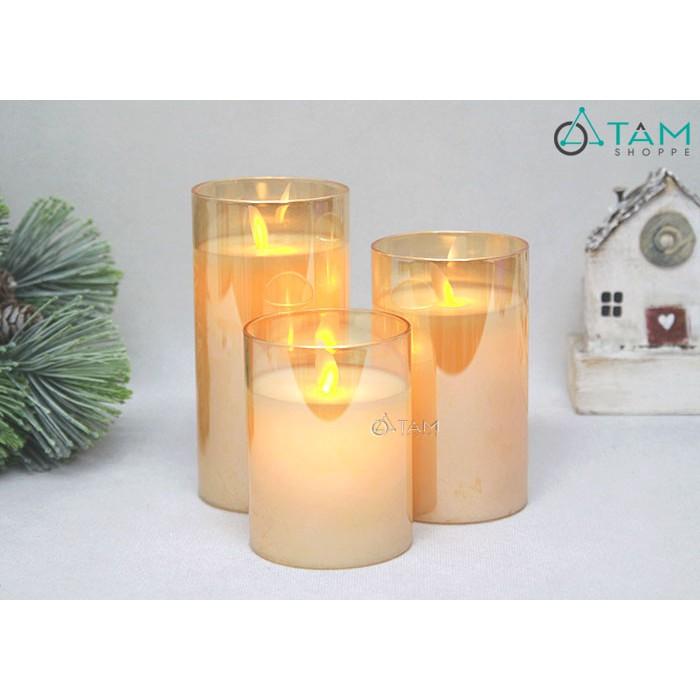 Ly nến trụ điện tử sáp thật ngọn lửa lắc nhiều cỡ NEN-DT-03