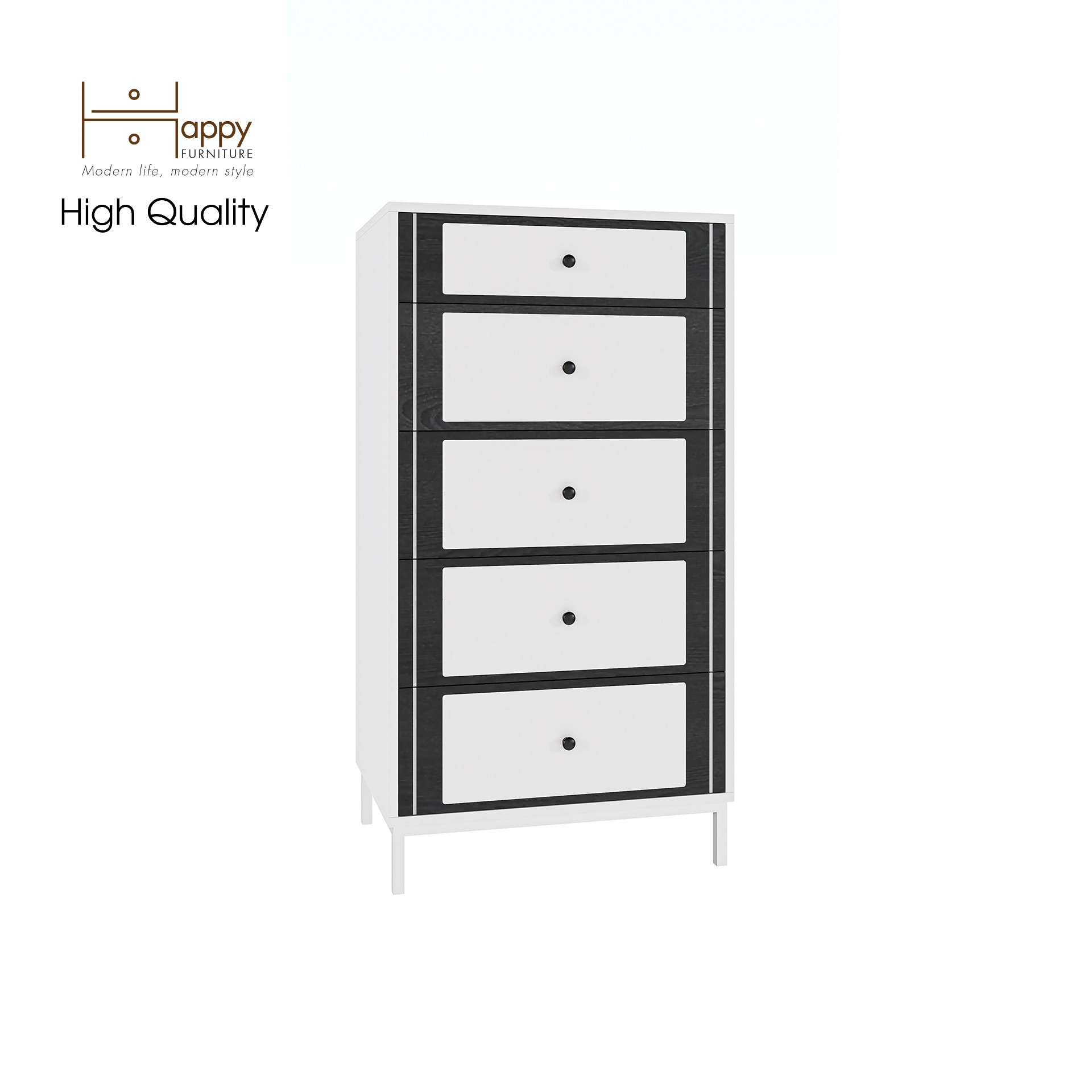 [Happy Home Furniture] TAKO, Tủ lưu trữ 5 ngăn kéo - chân sắt , 64cm x 45cm x 120cm ( DxRxC), THK_132