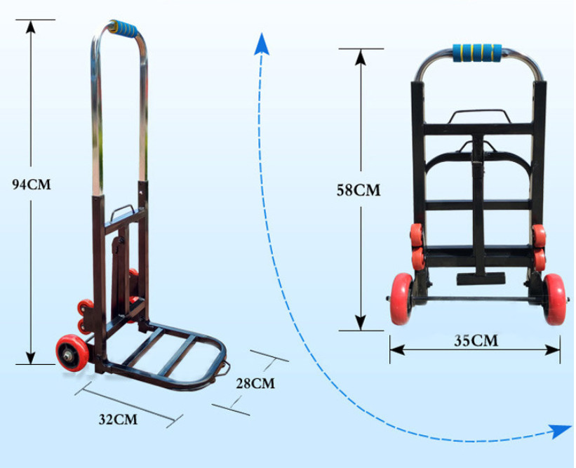 Xe Kéo Hàng Gấp Gọn 2 bánh trọng tải 65kg, XKT02-2B Sắt Vuông