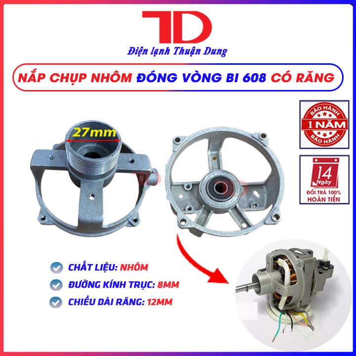 Nắp chụp nhôm đóng vòng bi cho quạt 608(bộ trước, sau) - Điện lạnh Thuận Dung