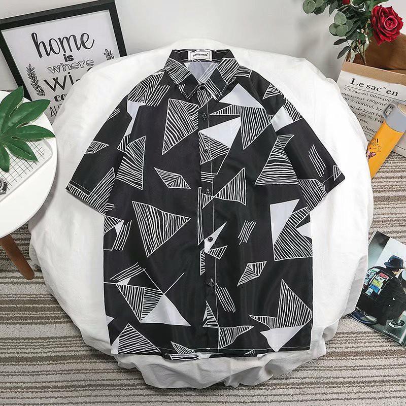 Áo sơ mi nam ngắn tay in họa tiết phong cách trẻ trung