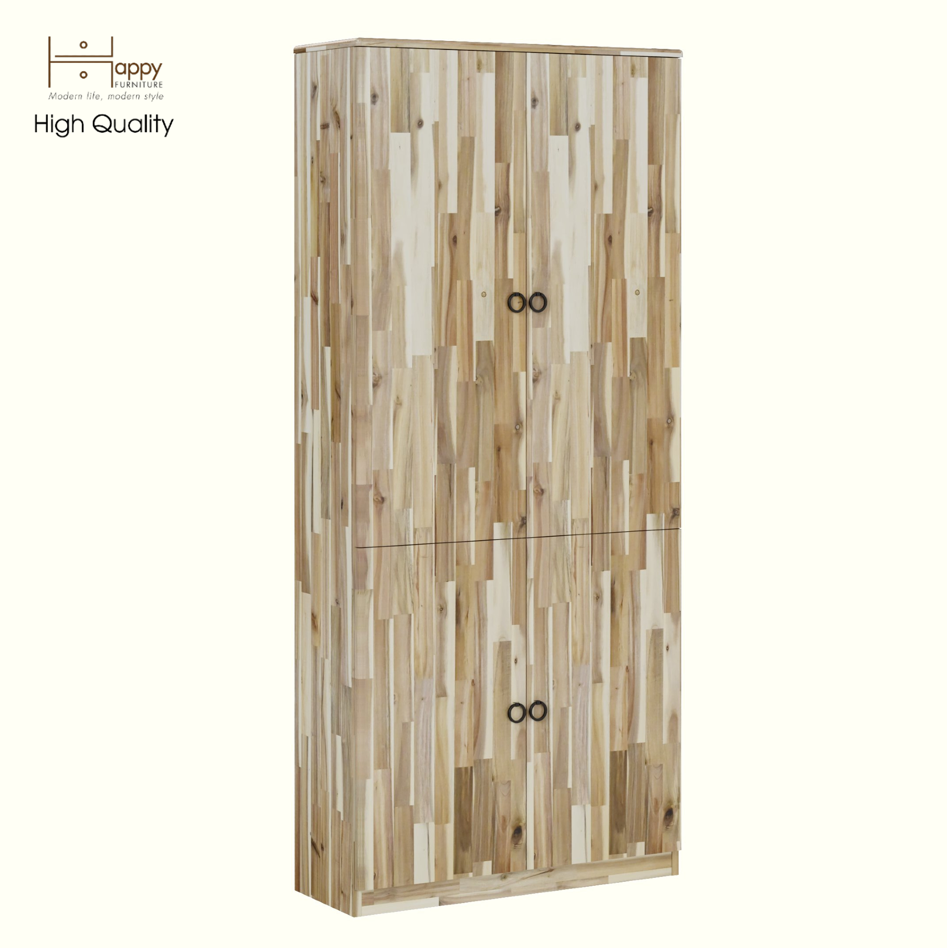 HAPPY FURNITURE , Gỗ tự nhiên , Kệ sách 4 cánh mở - YANNA , KSA_061 , 80cm x 30cm x 180cm