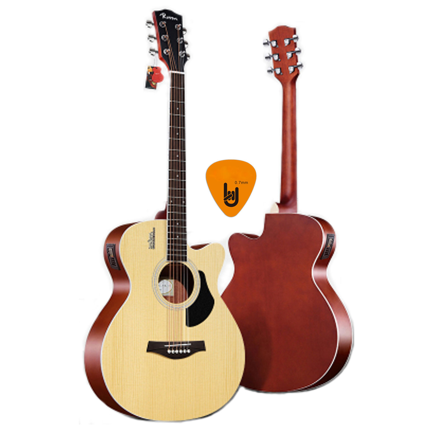 [Gắn EQ] Đàn Guitar Acoustic Rosen G11 Màu Gỗ Dáng A và EQ Mings AGA MET-B12 (Đàn đã gắn sẵn EQ) - Phân Phối Chính Hãng - Kèm móng gẩy DreamMaker