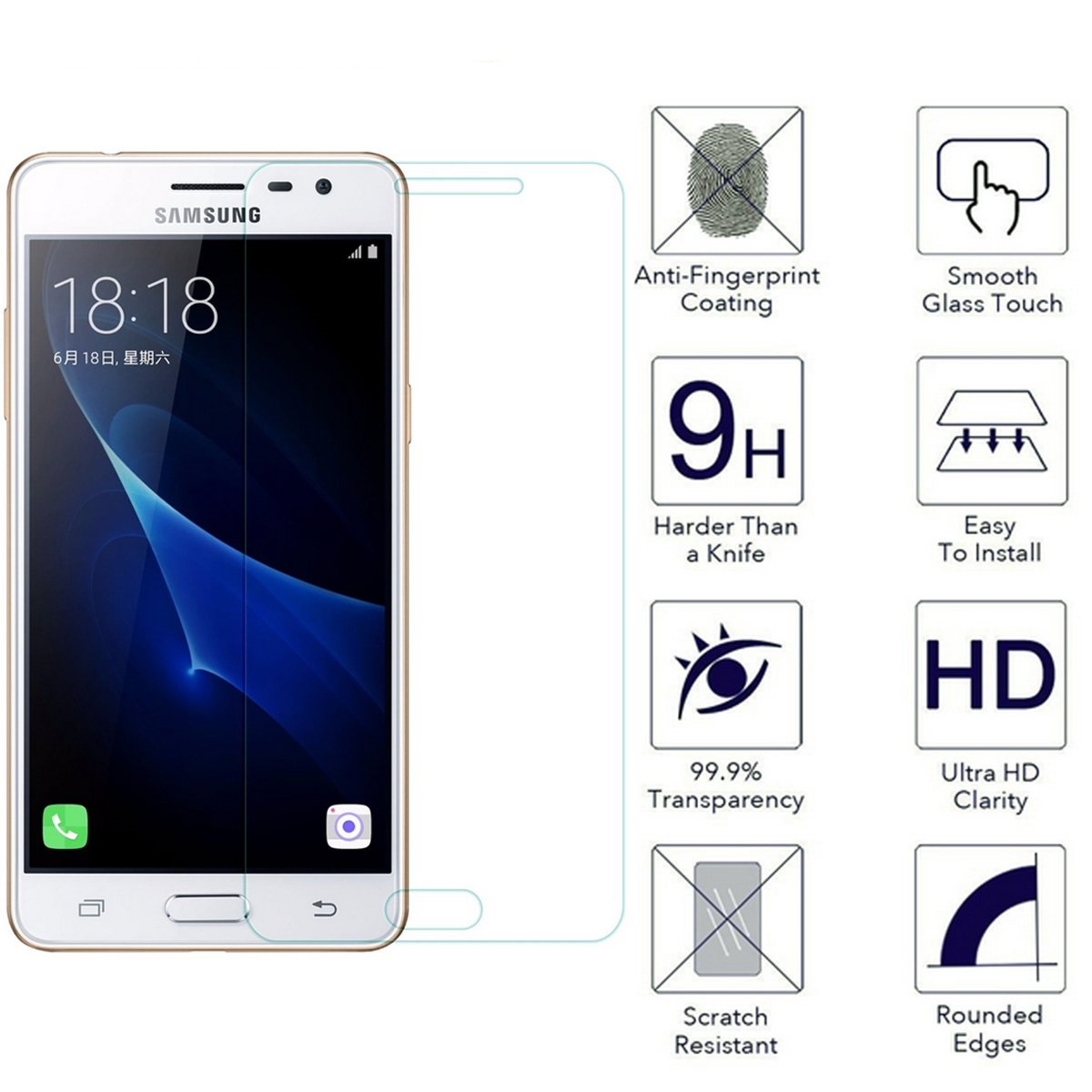 Tấm dán kính cường lực độ cứng 9H dành cho Samsung J3 2016 - KCL01