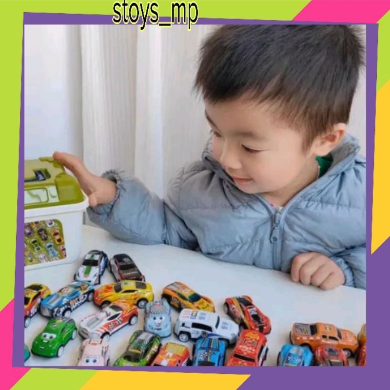 Hộp đồ chơi 30 ô tô đồ chơi chạy đà kéo lùi chất liệu hợp kim , nhỏ nhắn xinh xắn tổng hợp nhiều loại xe