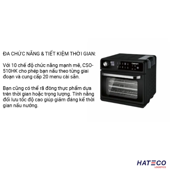 [Hàng chính hãng] Lò nướng kiêm hấp đa năng Cuisinart, model CSO-510HK, dung tích 20L