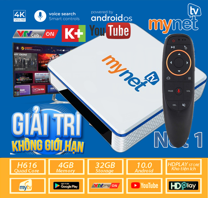 Android Tivi Box Mynet TV Ram 2G/4G Rom 16G/32G Xem TV miễn phí Chọn đời | Hàng Chính Hãng