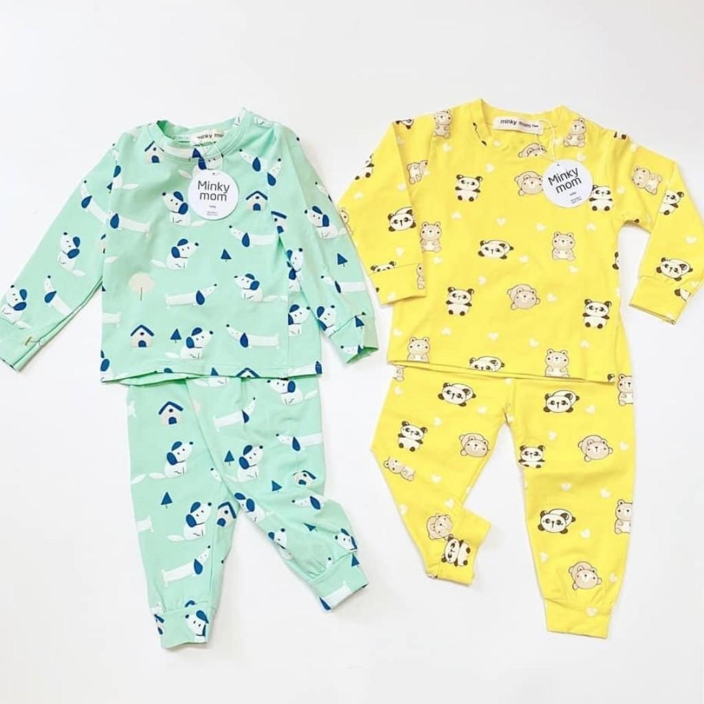 Bộ Cotton Dài Tay Cho Bé Bộ Thu Đông Dài Tay Minky Mom Cho Bé Trai Bé Gái Với Các Hình Thú Siêu Kute .