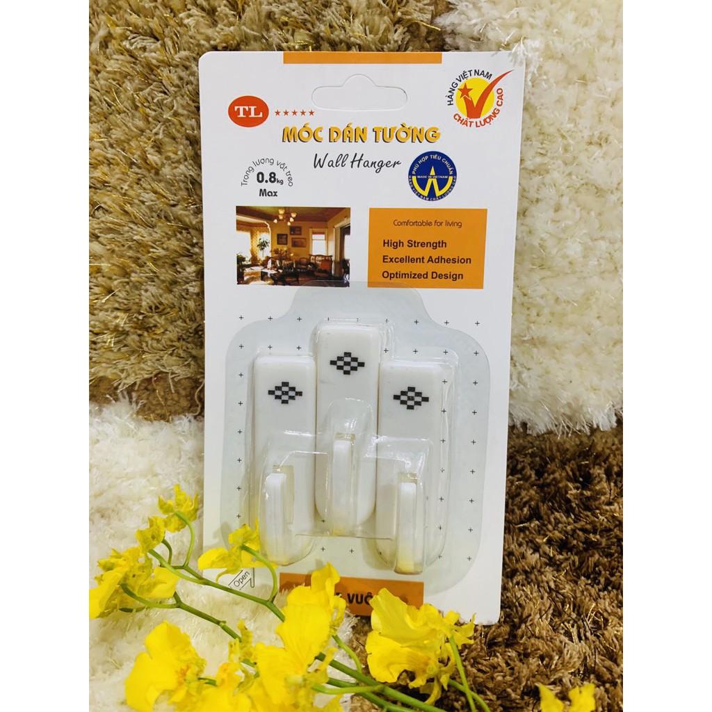 1 vỉ 3 móc dán tường chịu lực Thành Lợi - dính 3 vuông