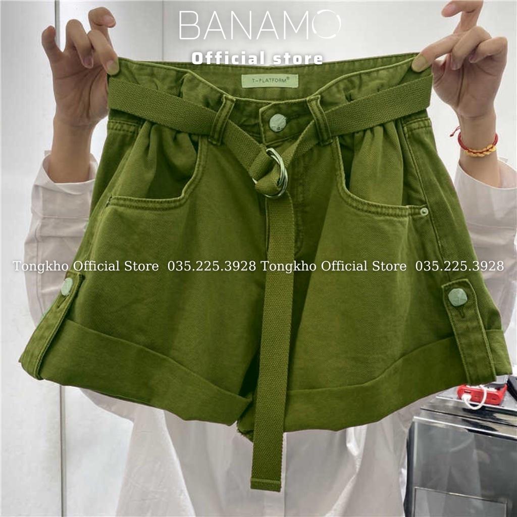 Quần short jeans nữ loang màu gấu gập hottrend thời trang Banamo Fashion jeans nữ loang màu 663