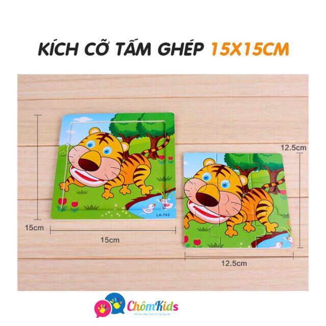 Bộ 3 Tranh Ghép Gỗ Thông Minh 9 Mảnh Puzzle - Ghép 9 Mảnh Bằng Gỗ