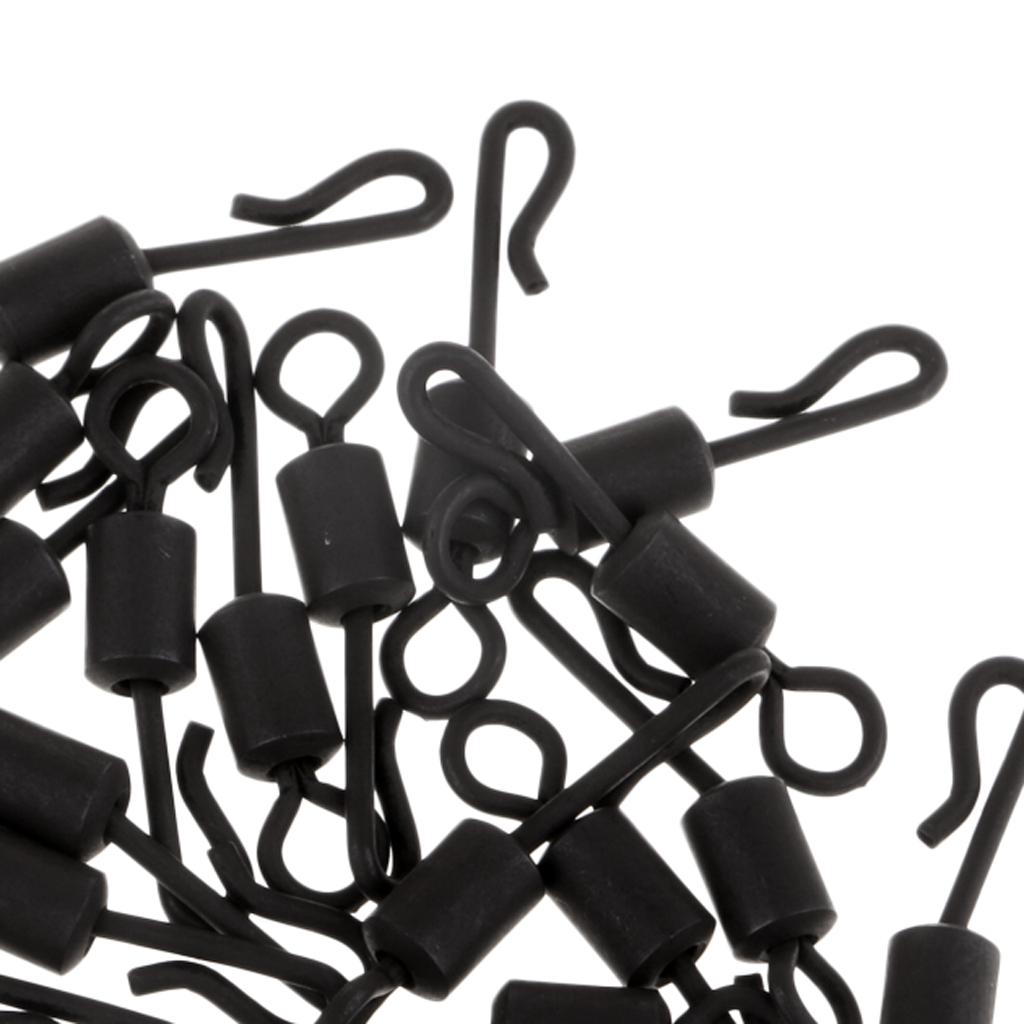 25pcs Long Body Q-Shaped Matte Black Quick Change Swivels for Carp Fishing
