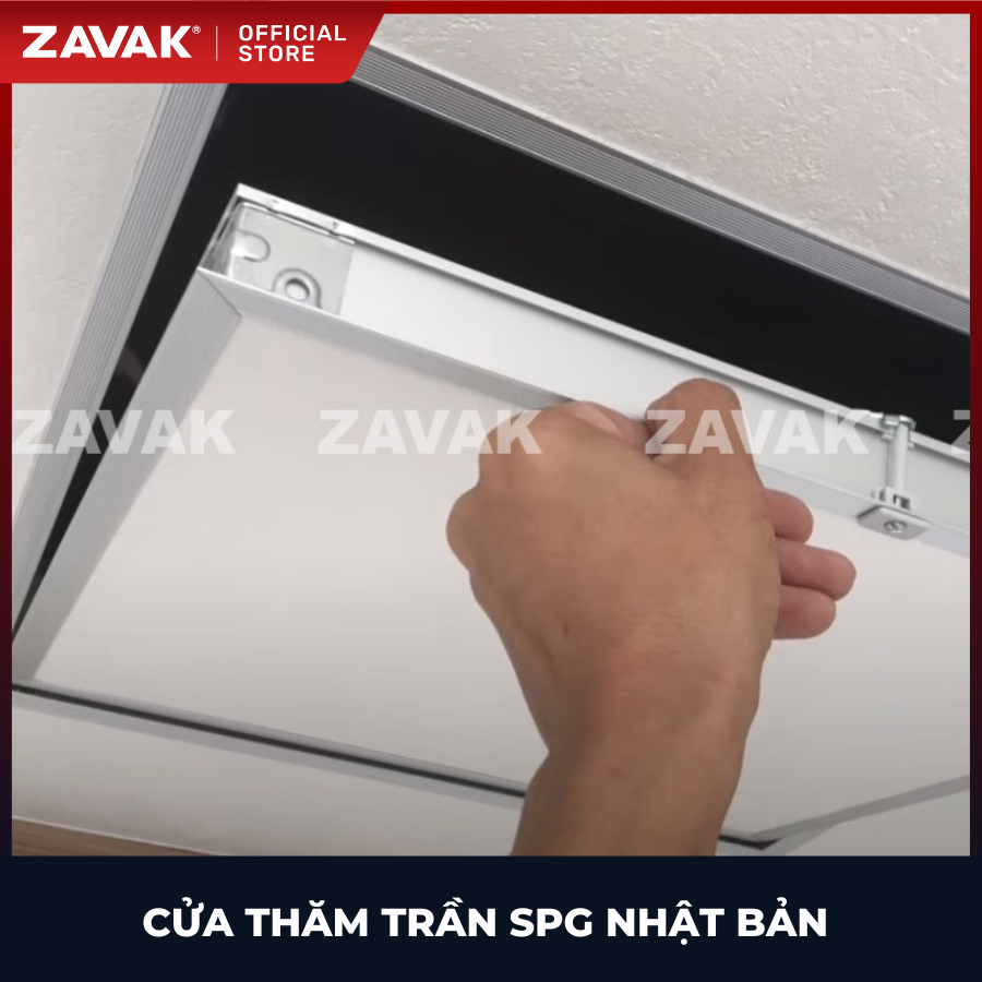 Nắp cửa thăm trần thạch cao 45x45cm SPG-68345 - Nhật Bản, Khung nhôm có bản lề mở thả xuống, sơn tĩnh điện màu Trắng.