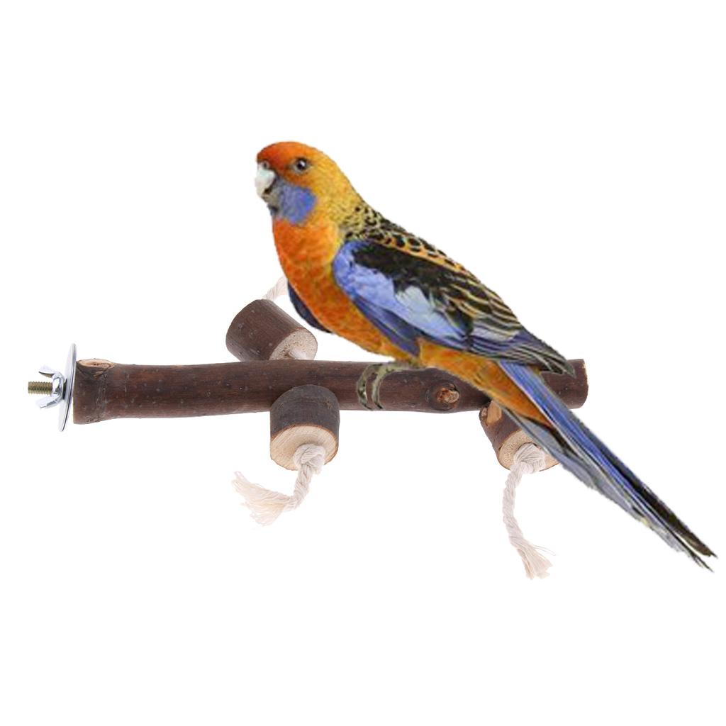 Wood Pet Parrot Stand Toy Parakeet Conure Perches for Bird Cage