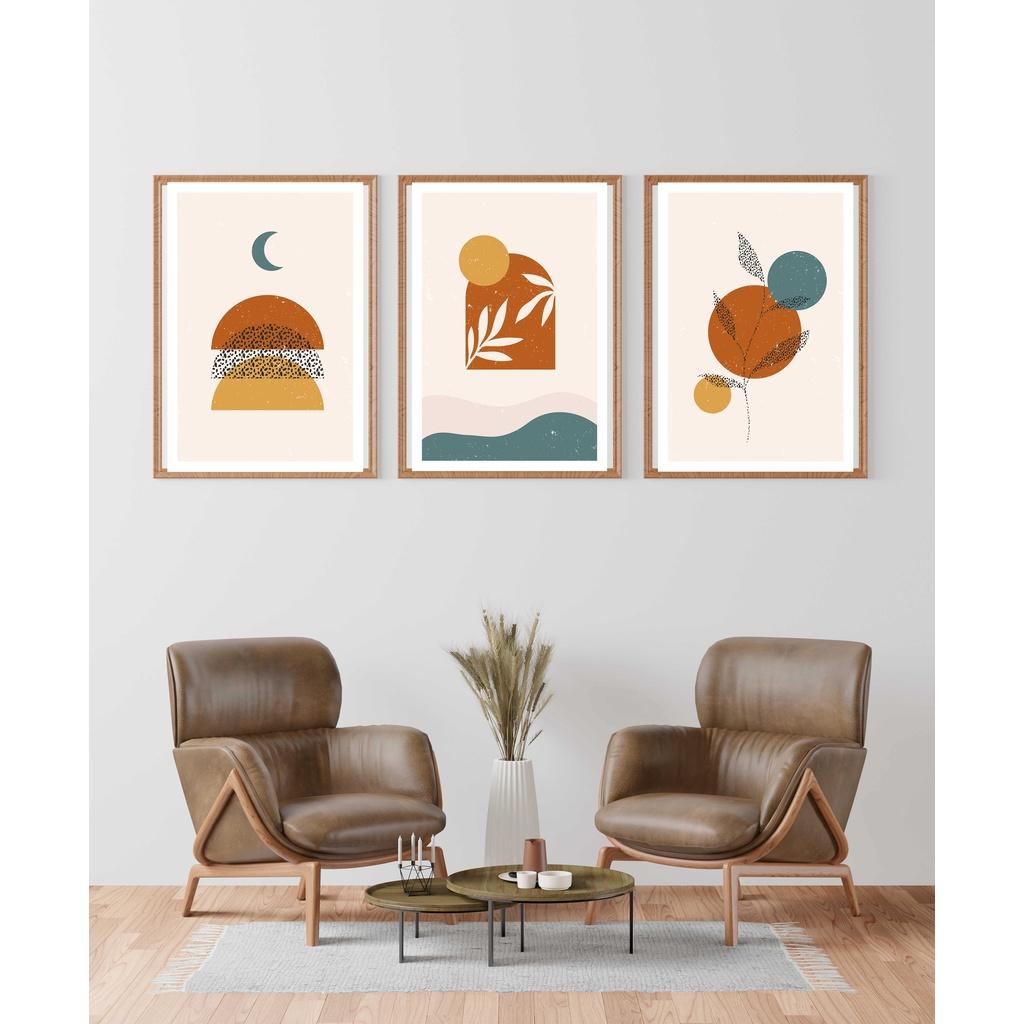 TỔNG HỢP SET 3 TRANH Boho Art Vintage Decor phòng ngủ phòng khách 20x30cm KHUNG VIỀN ĐEN - Jimmycanvas