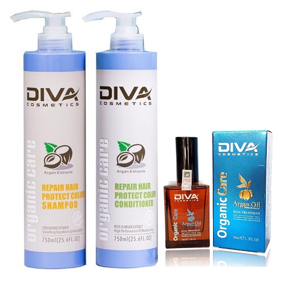 Trọn Bộ Gội - Xả Diva Cosmetics 750ML Siêu Tiết Kiệm Siêu Mềm Mượt - Tặng Tinh dầu Diva Cosmetics 50ml