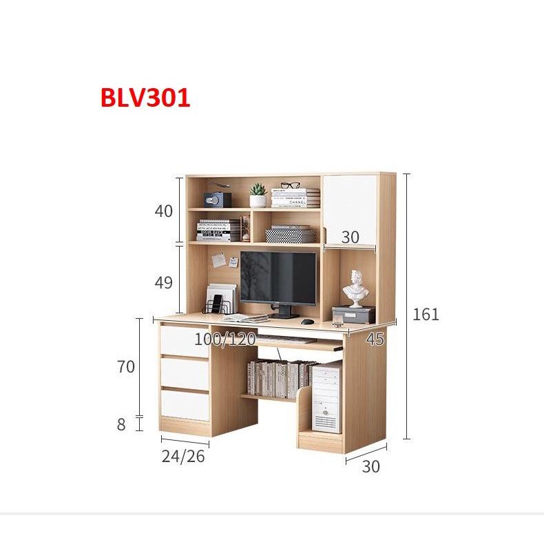 Bàn làm việc, bàn học liền kệ bằng gỗ MDF BLV301 - Nội thất lắp ráp Viendong Adv