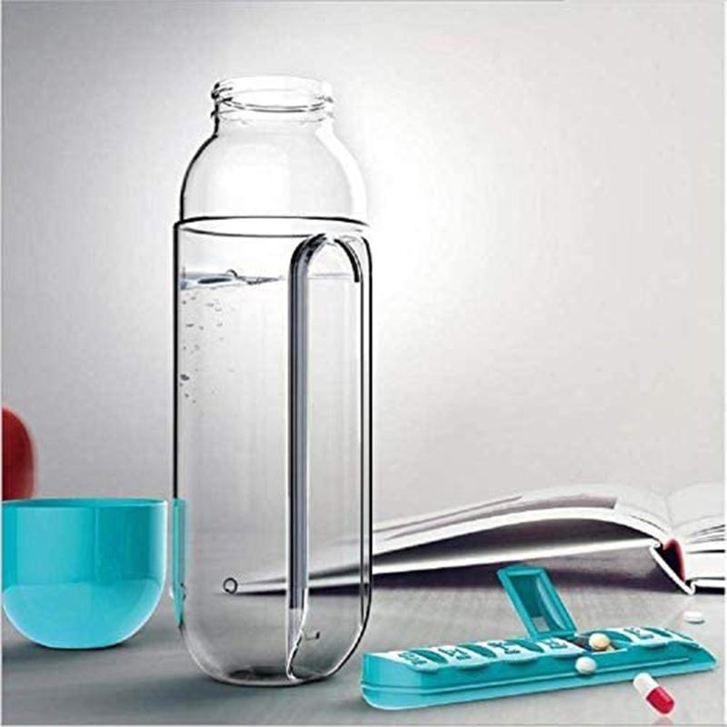 Hộp Đựng Bảo Quản Thuốc 7 Ngăn Anaeat Tích Hợp Bình Và Cốc Uống Nước 2 Trong 1 600ml