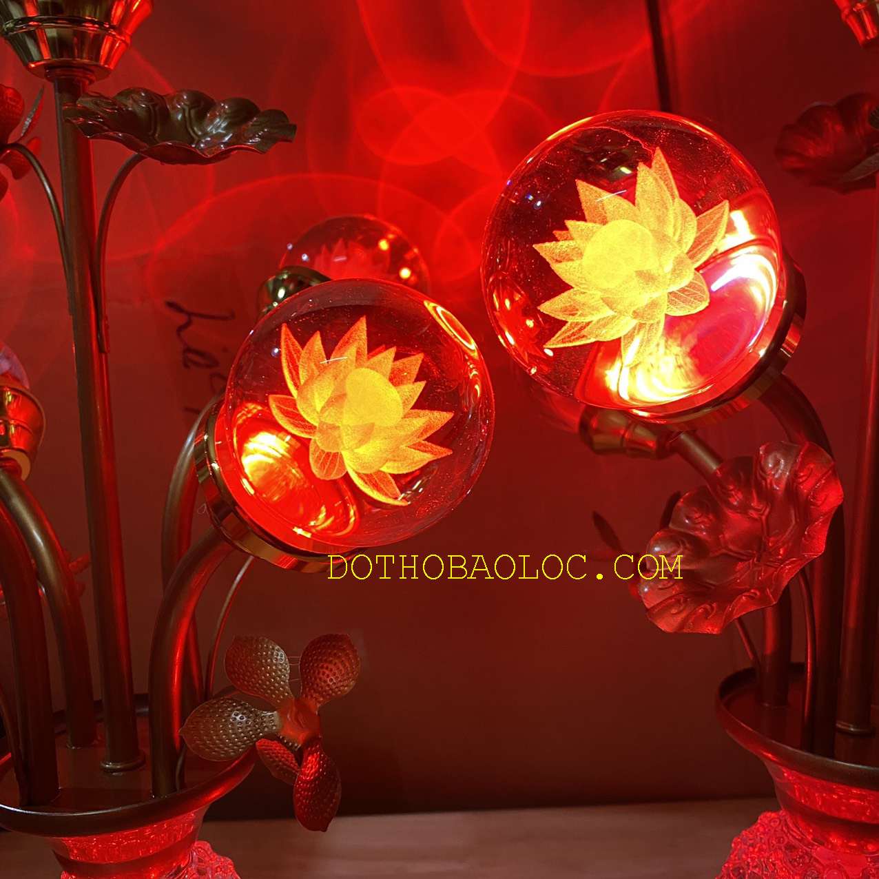 Cặp đèn quả cầu pha lê hoa sen Cao 47