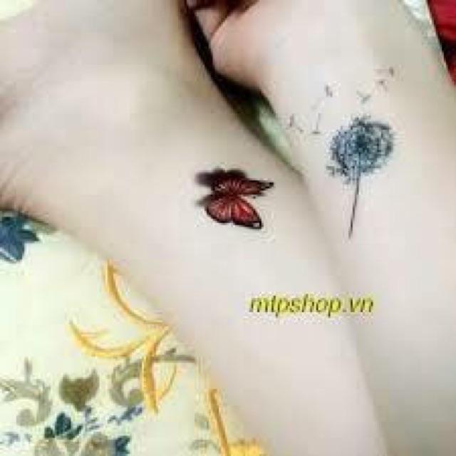 Hình xăm dán hoa bồ công anh xám 10x6cm_ mua 5 tặng 1 tattoo xinh