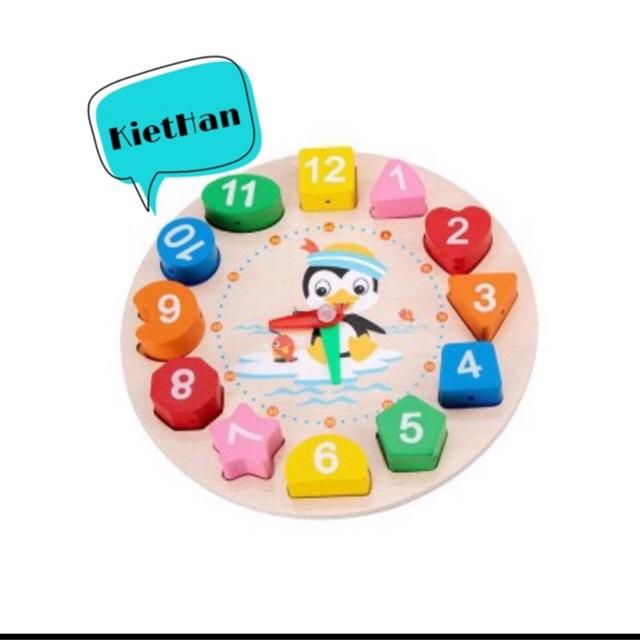 Đồng Hồ Phân Biệt Màu Sắc Và Hình Khối Bằng Gỗ