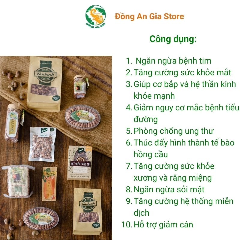 Hạt điều rang củi gói hút chân không Hải Bình 500g