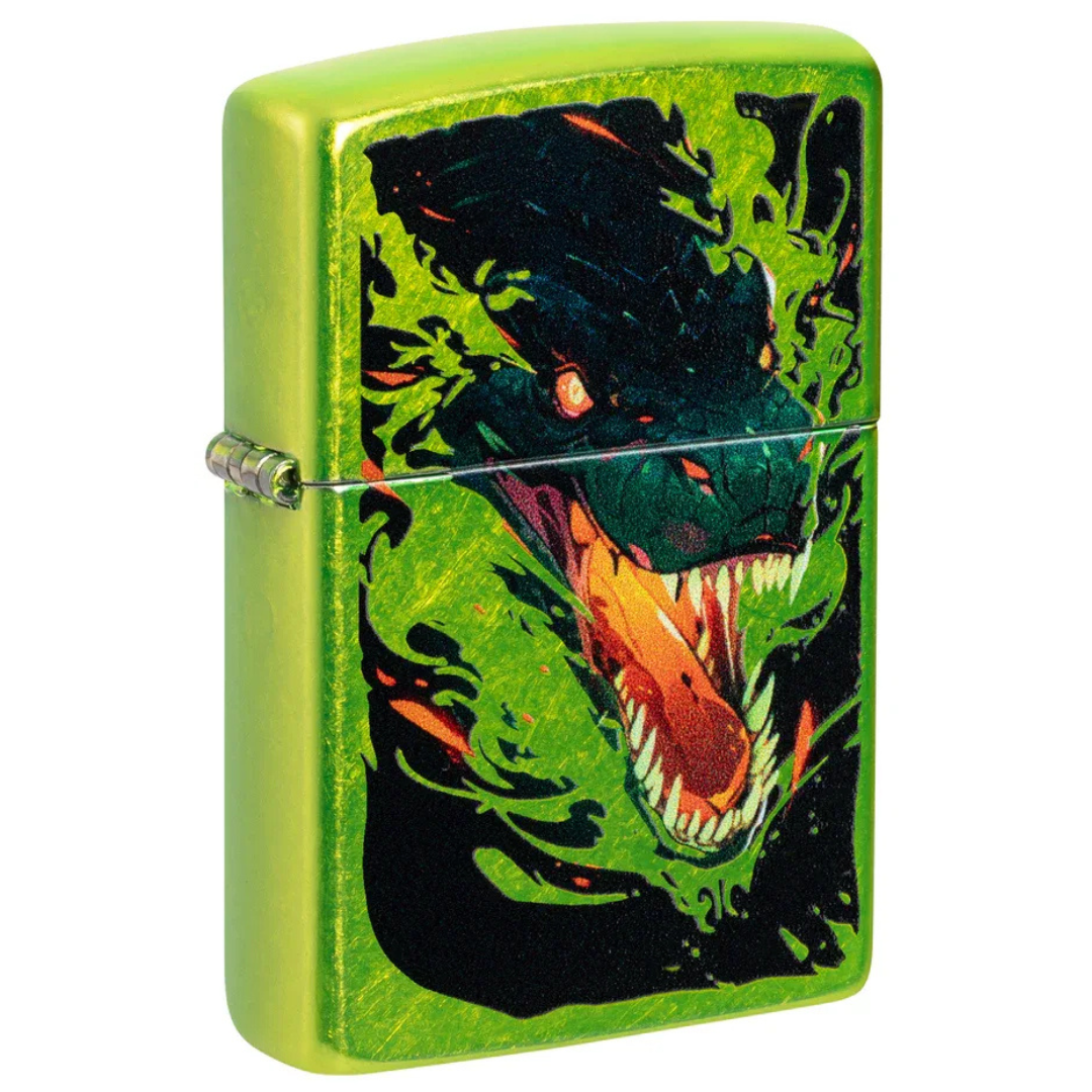 Zippo - Screaming Dragon Design Chính Hãng 47133 - Bật Lửa Mỹ Màu Xanh Neon Khắc Hình Rồng Sống Động