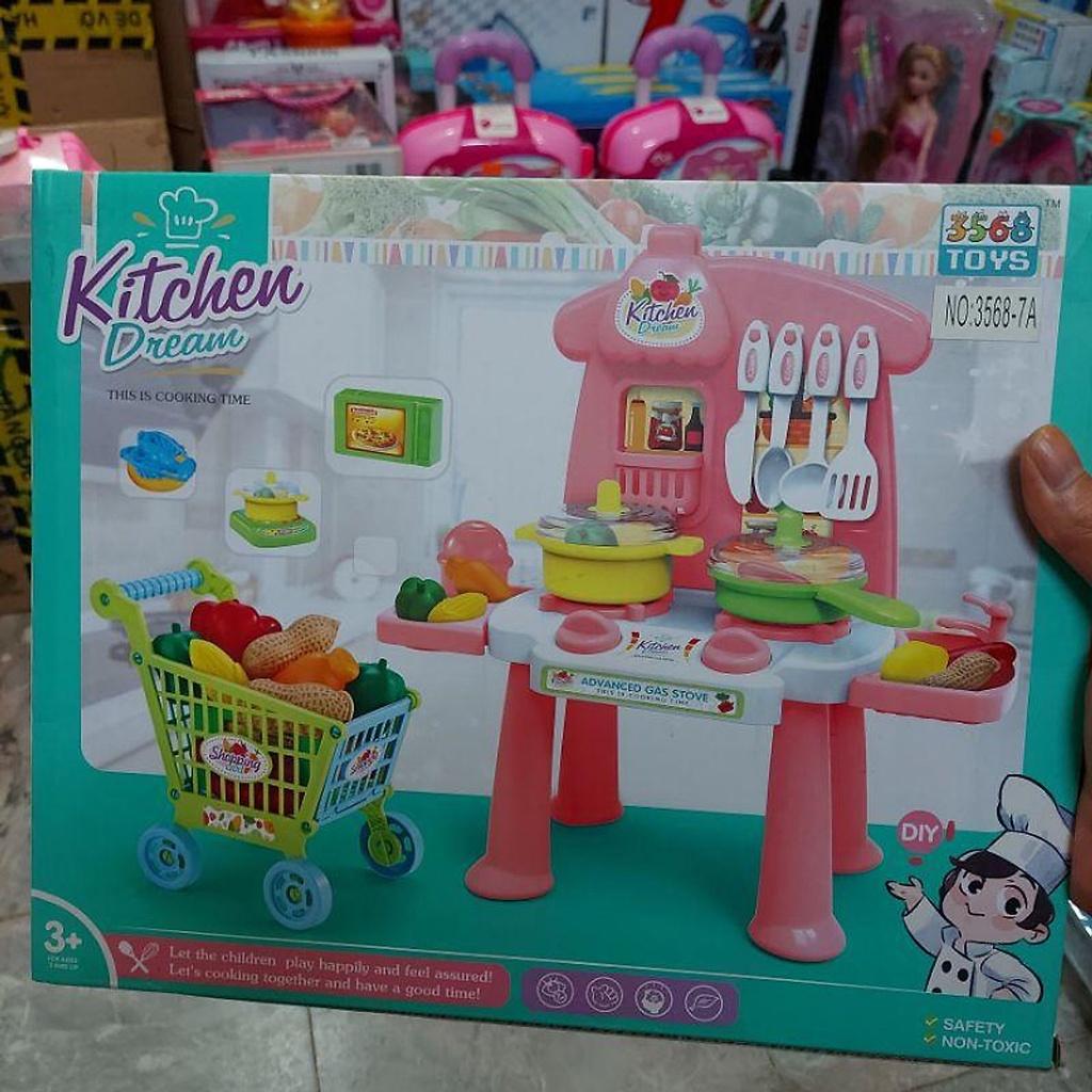 Bộ đồ chơi nấu ăn nhà bếp KITCHEN DREAM cho bé kèm xe đẩy, đồ chơi mô phỏng đồ dùng nhà bếp thông minh