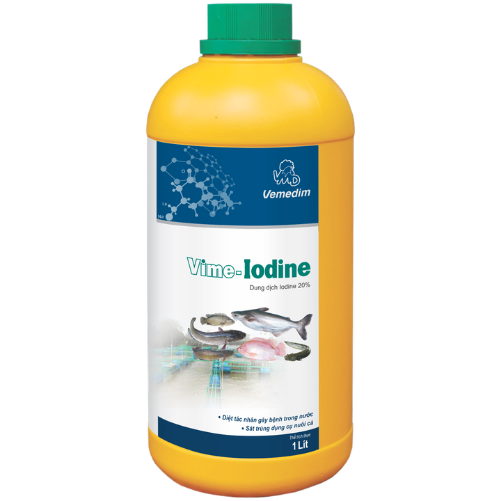 Vemedim VIME- IODINE - Sát trùng nguồn nước nuôi cá. Diệt khuẩn, nguyên sinh động vật trong nước ao nuôi.