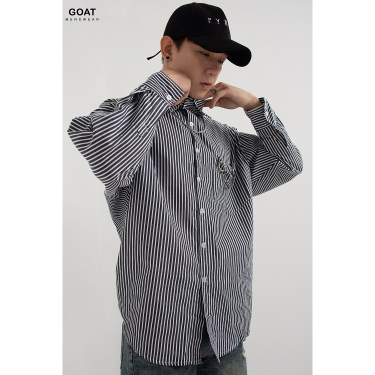 Áo Sơ Mi Nam Sọc Caro Form Dài GOAT MENSWEAR