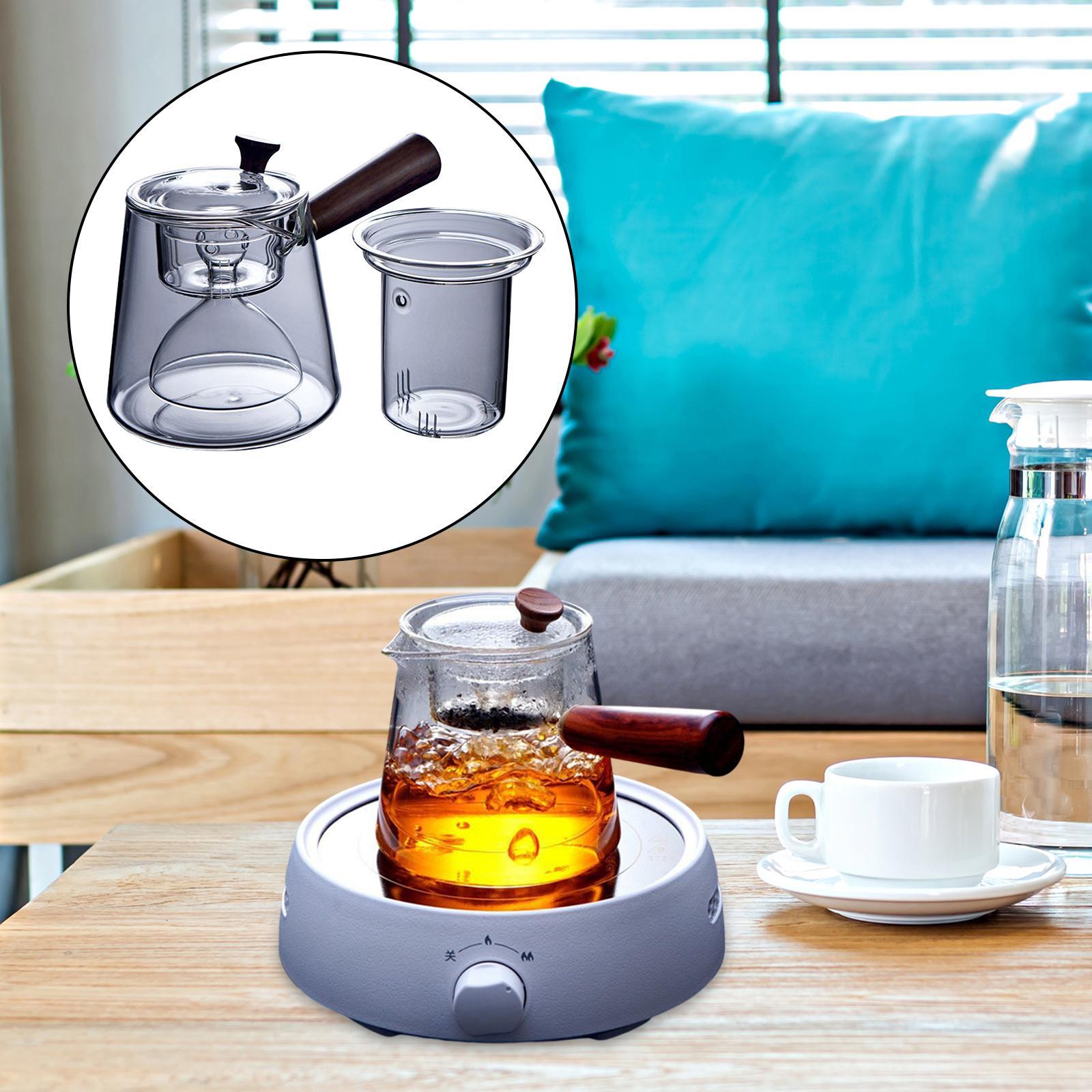 Tea Maker Stovetop 750ML/25OZ with Strainer Clear Sturdy Portable Jug Glass Water Kettle Glass Tea Pot for Scented Tea Office Hotel Tea Bags Loose Tea