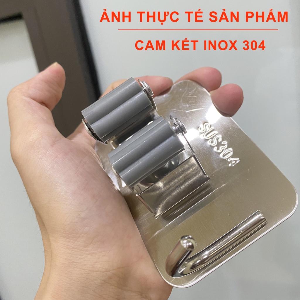 Móc Treo Nhà Tắm Inox 304, Kẹp Chổi Lau Nhà Kèm Móc Gắn Tường Thông MInh Tiện Ích Gia Đình